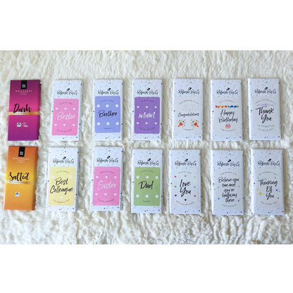 Range of chocolate bars which customers can choose from when they order the Mens &