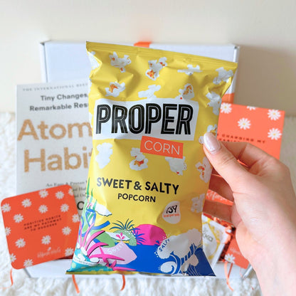 Bag of Proper Corn Sweet &amp; Salty popcorn which is included in the Refresh By G Positive Habits Gift Box